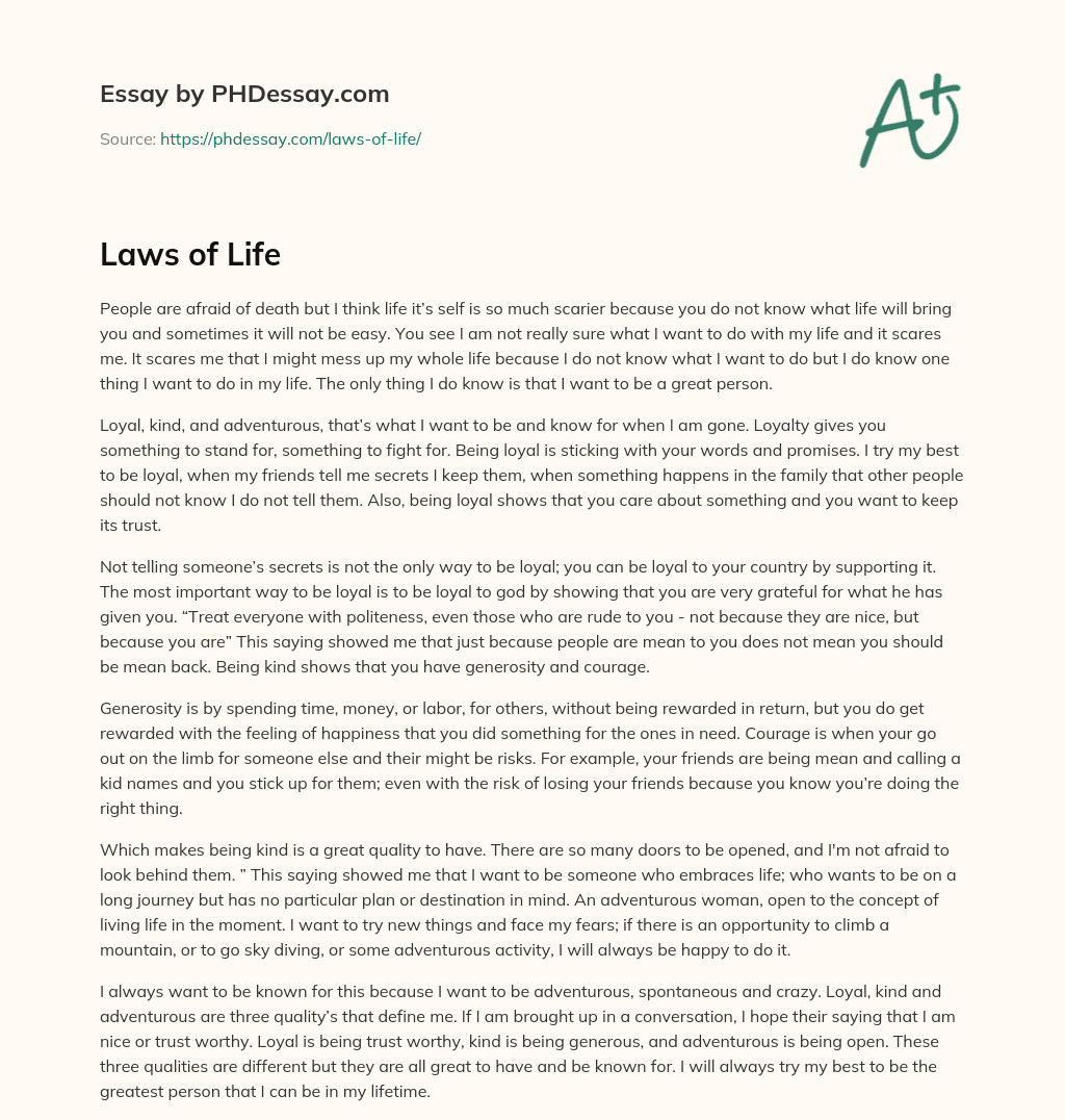 Laws of Life essay