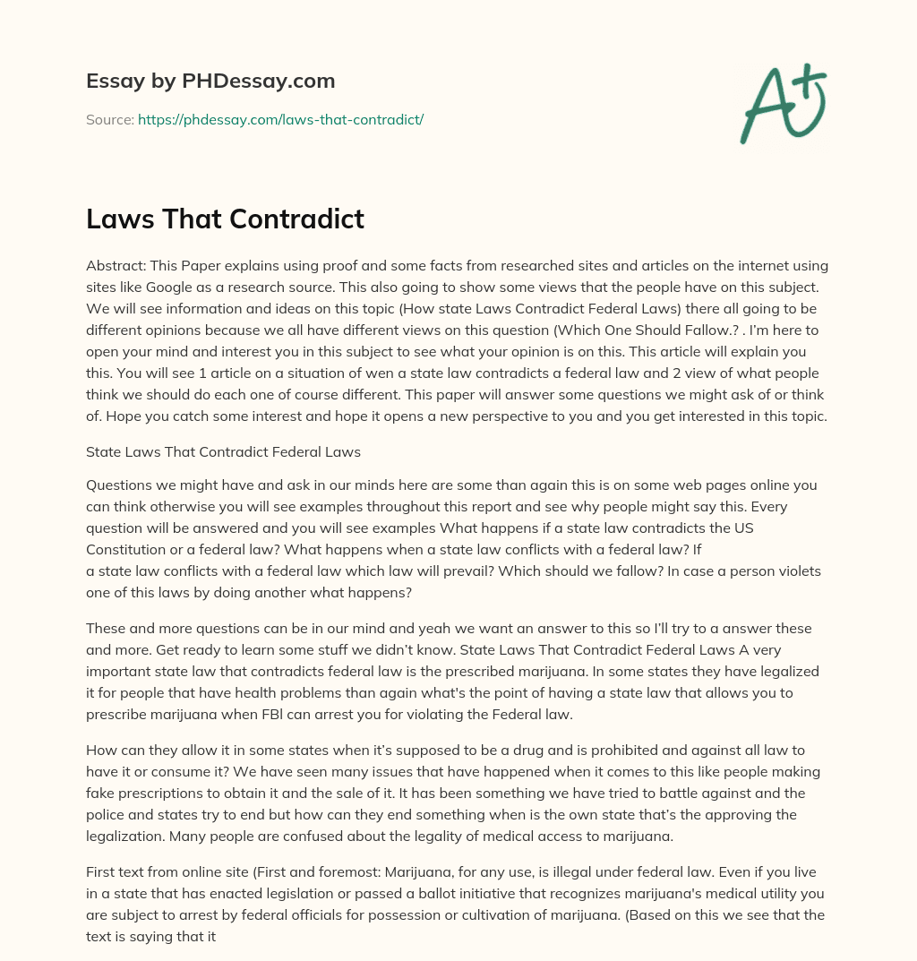 Laws That Contradict essay