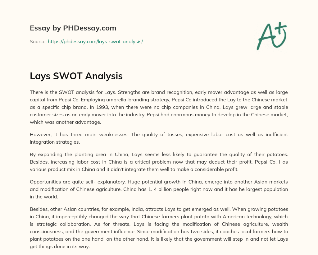 Lays SWOT Analysis essay