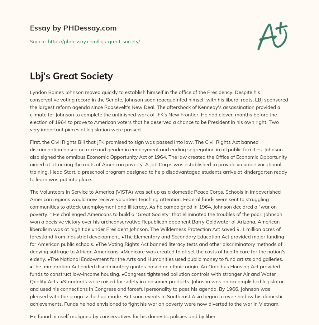 Lbj’s Great Society essay