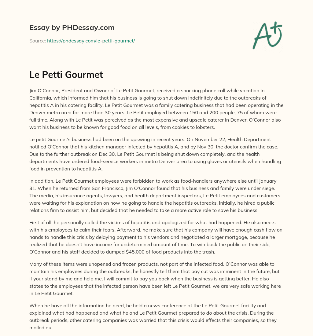 Le Petti Gourmet essay