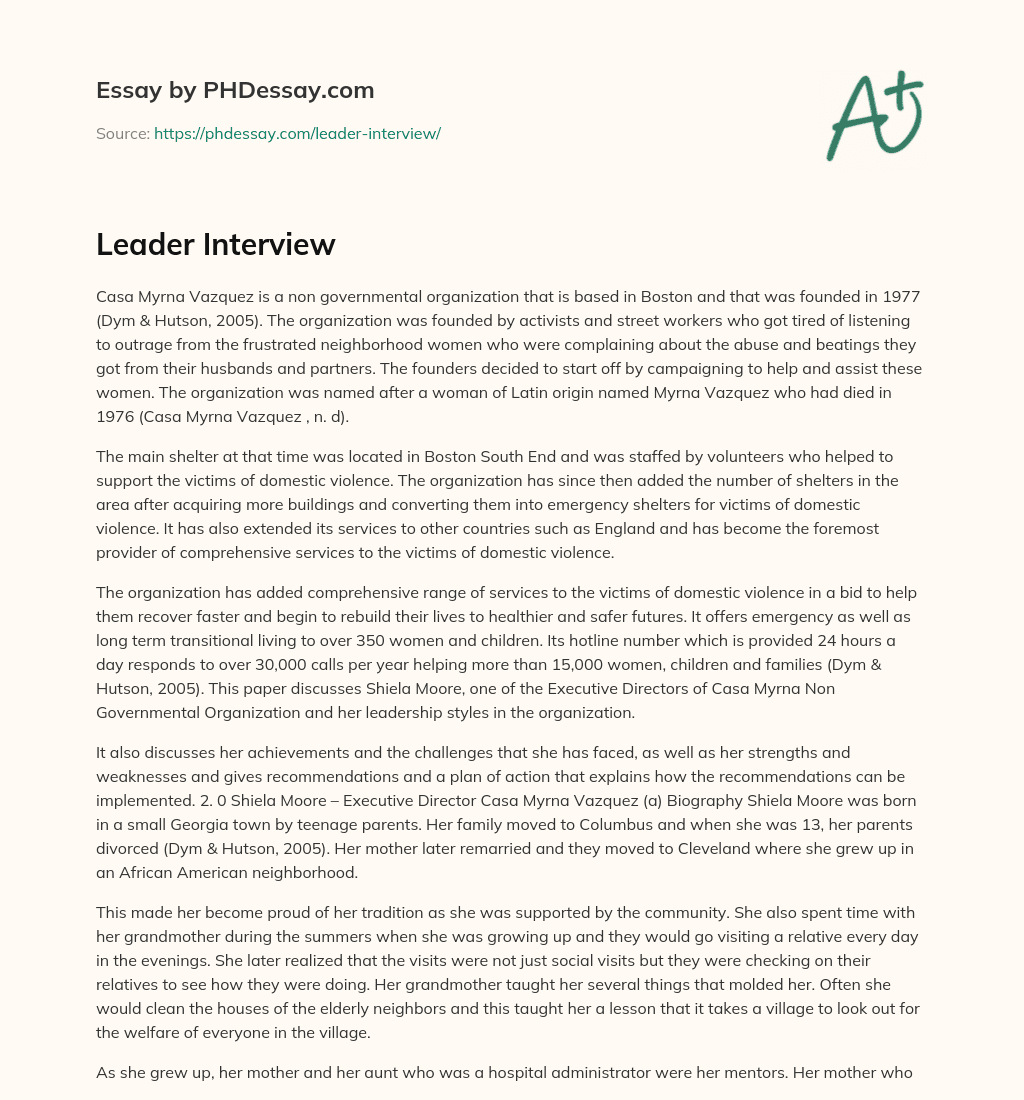 Leader Interview essay