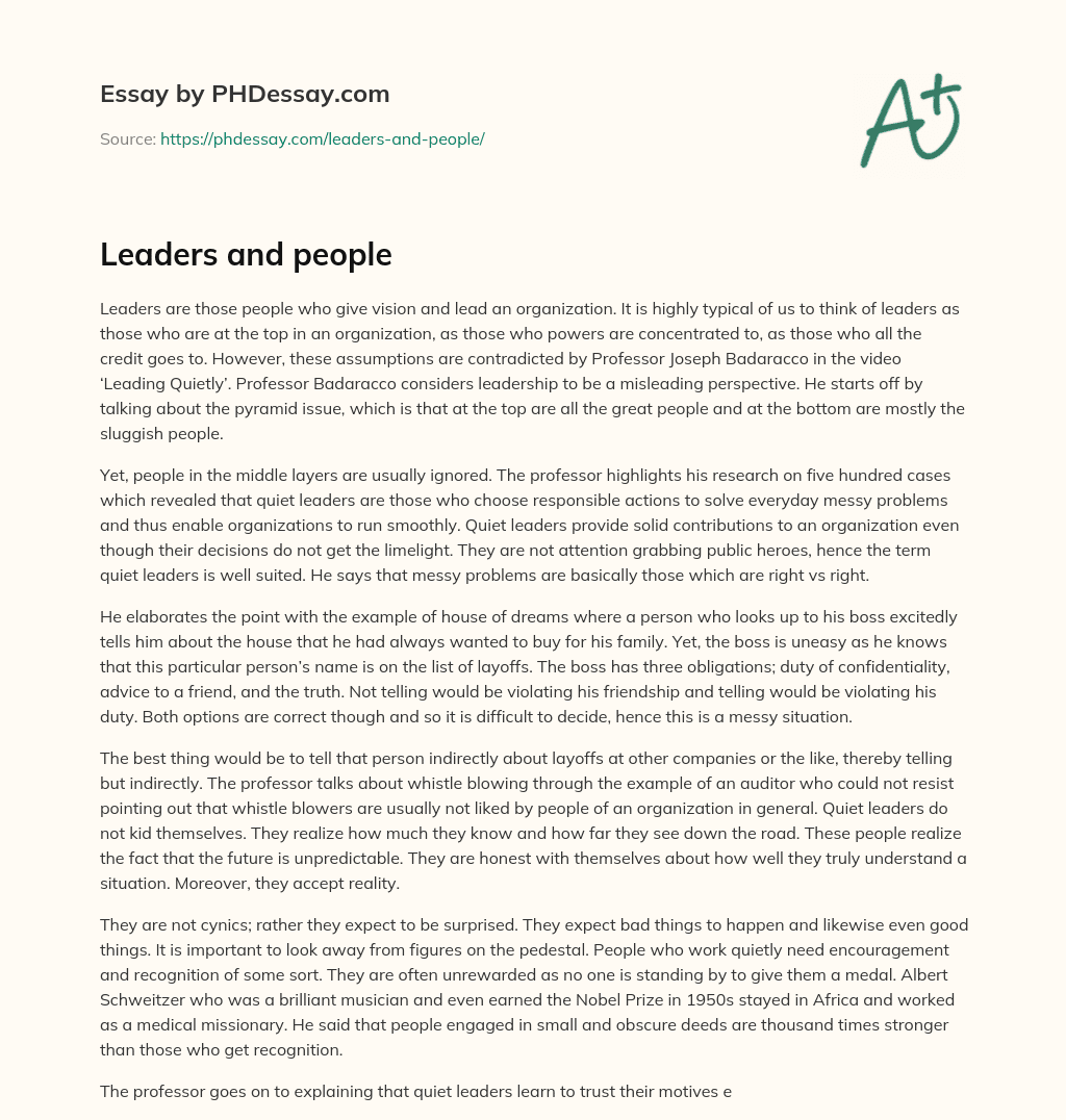 Leaders and people essay