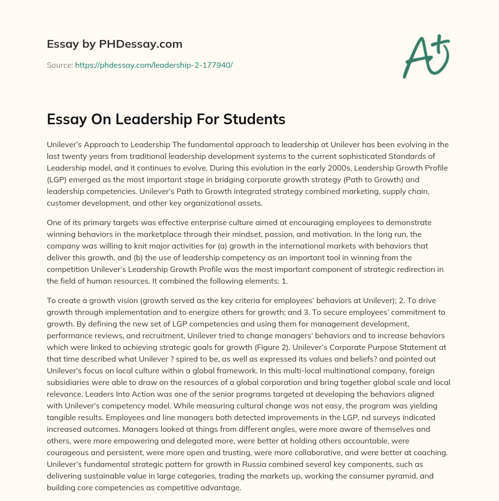 Essay On Leadership For Students essay