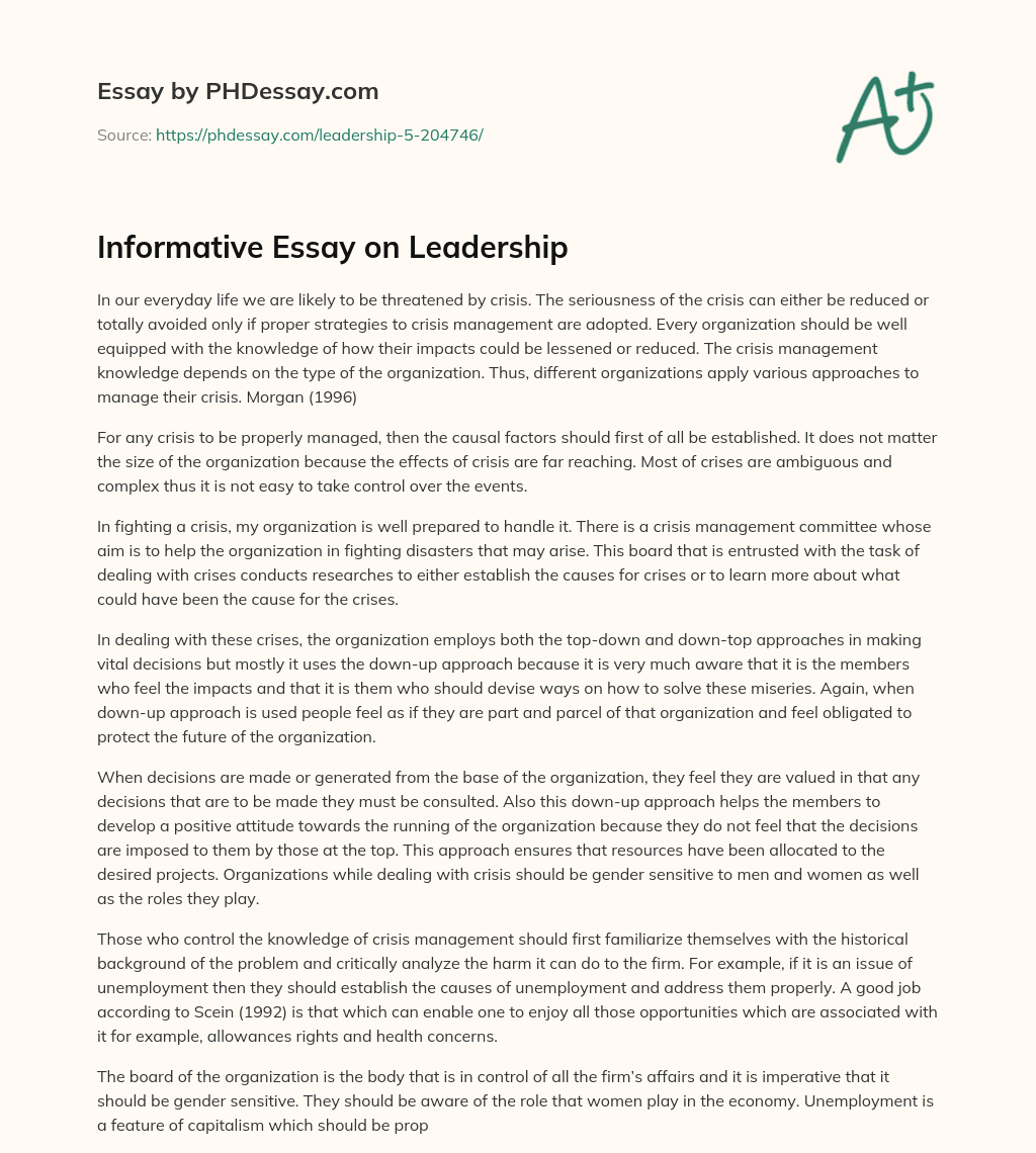 Informative Essay on Leadership essay