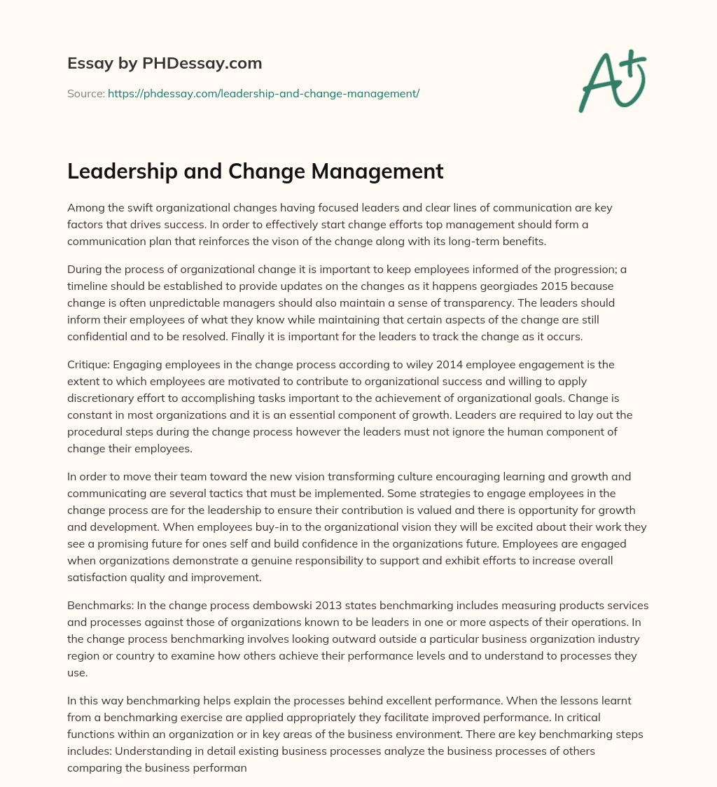 Leadership and Change Management essay