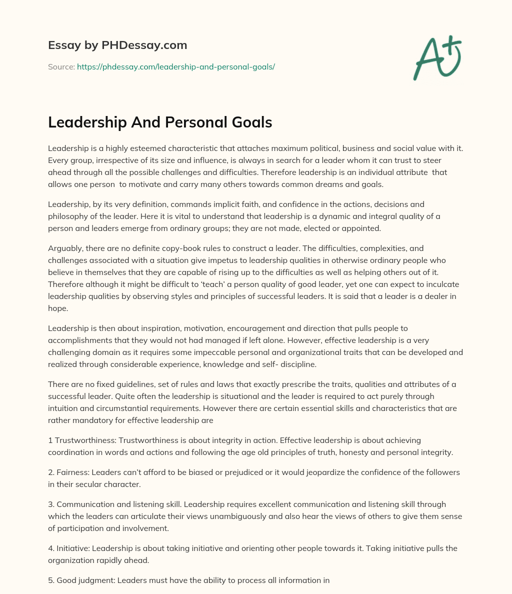 leadership goals essay