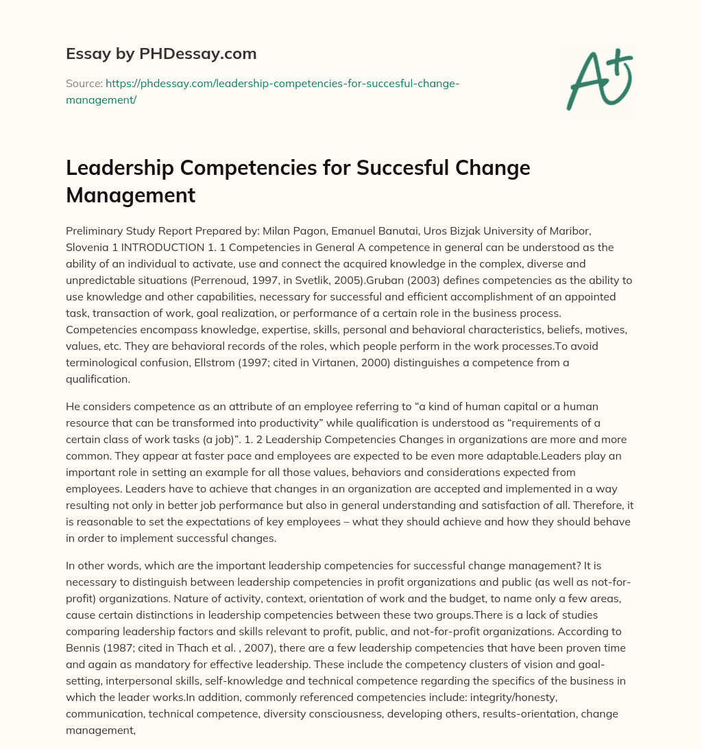 change leadership essay