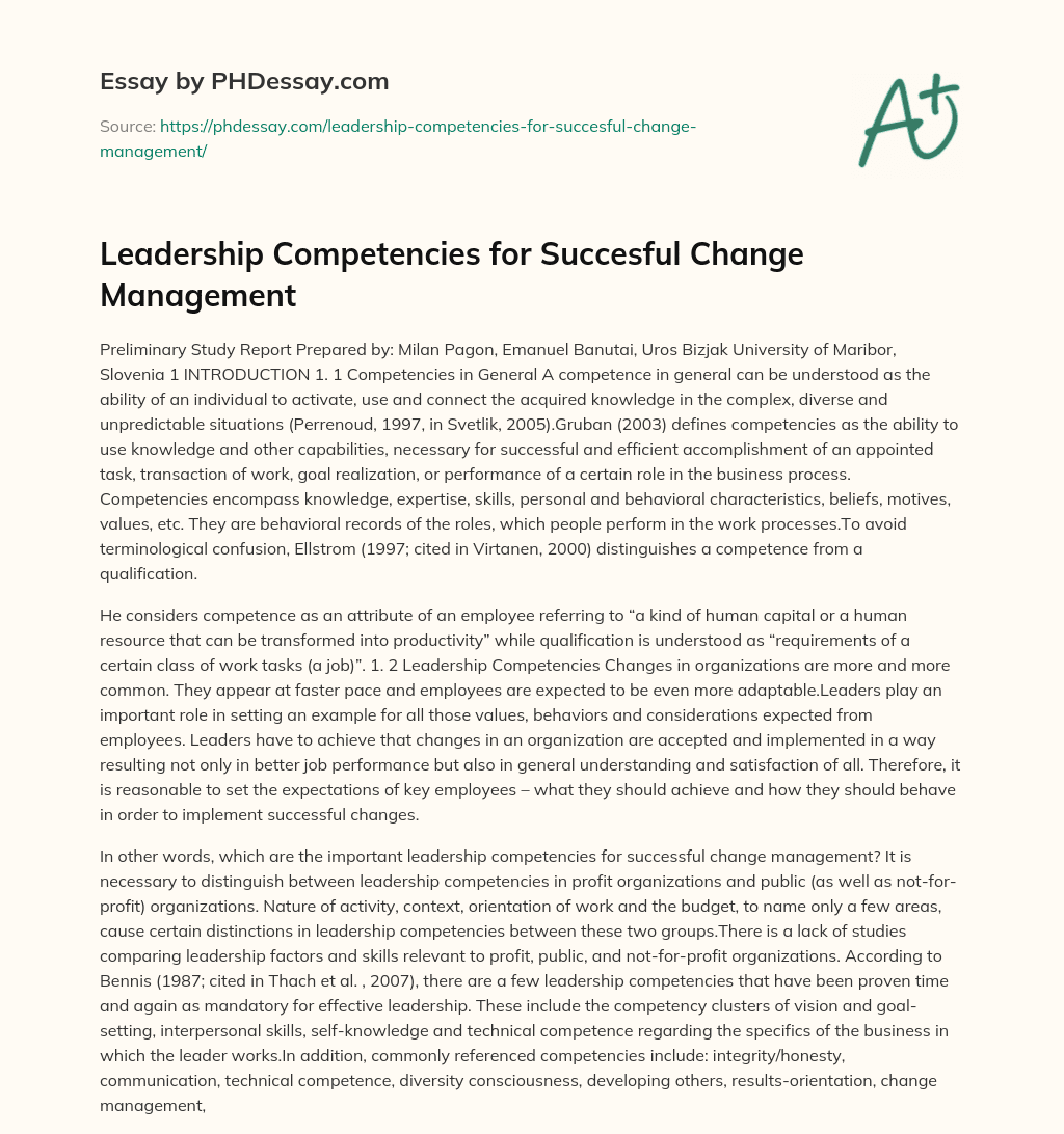 essay on leadership competencies