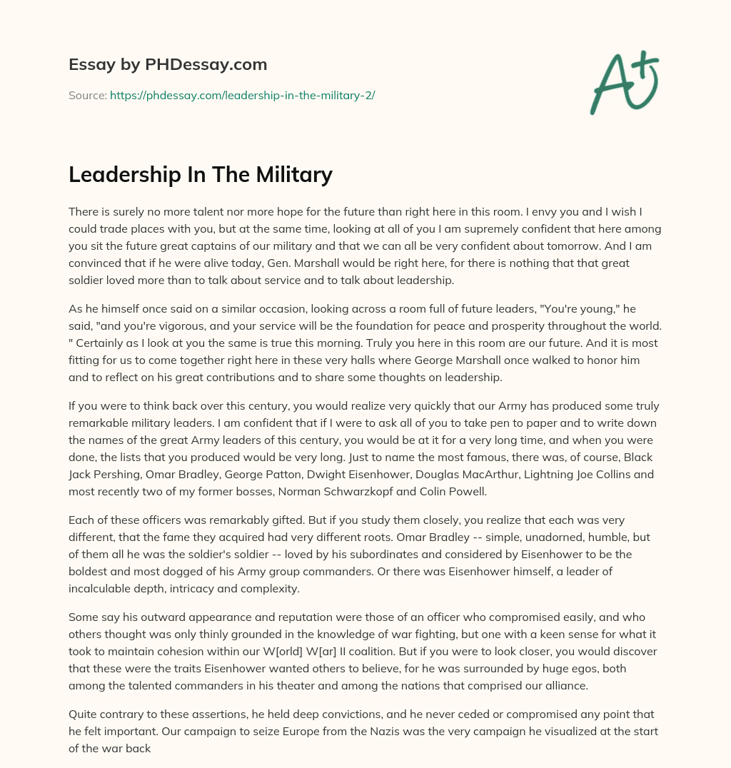 leadership essay military