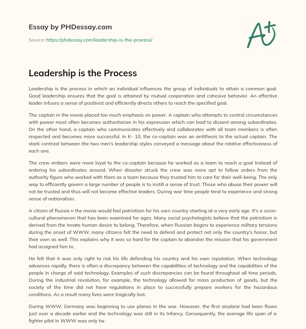 Leadership is the Process essay