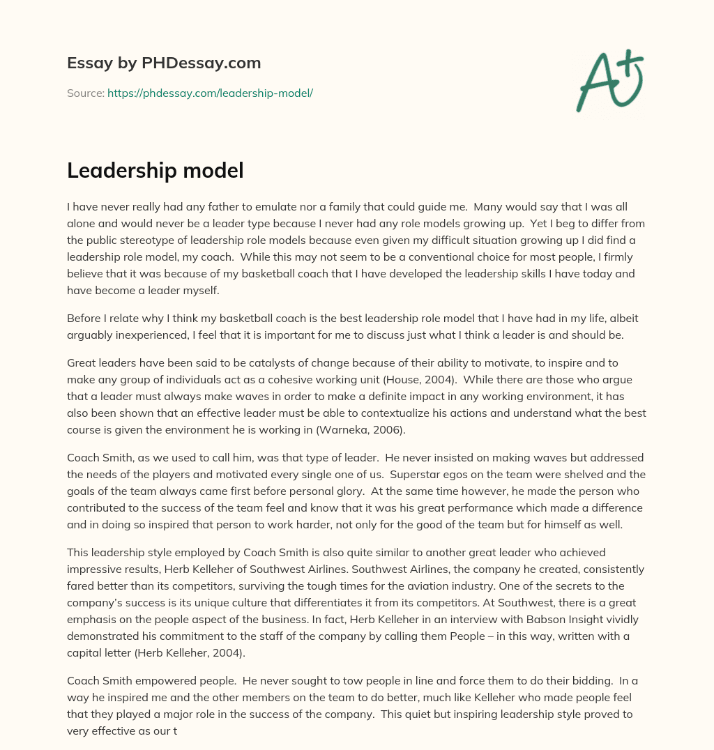Leadership model essay