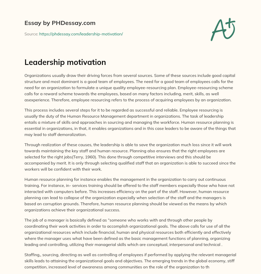 Leadership motivation essay