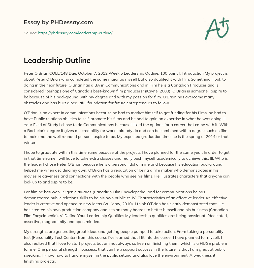 leadership essay outline