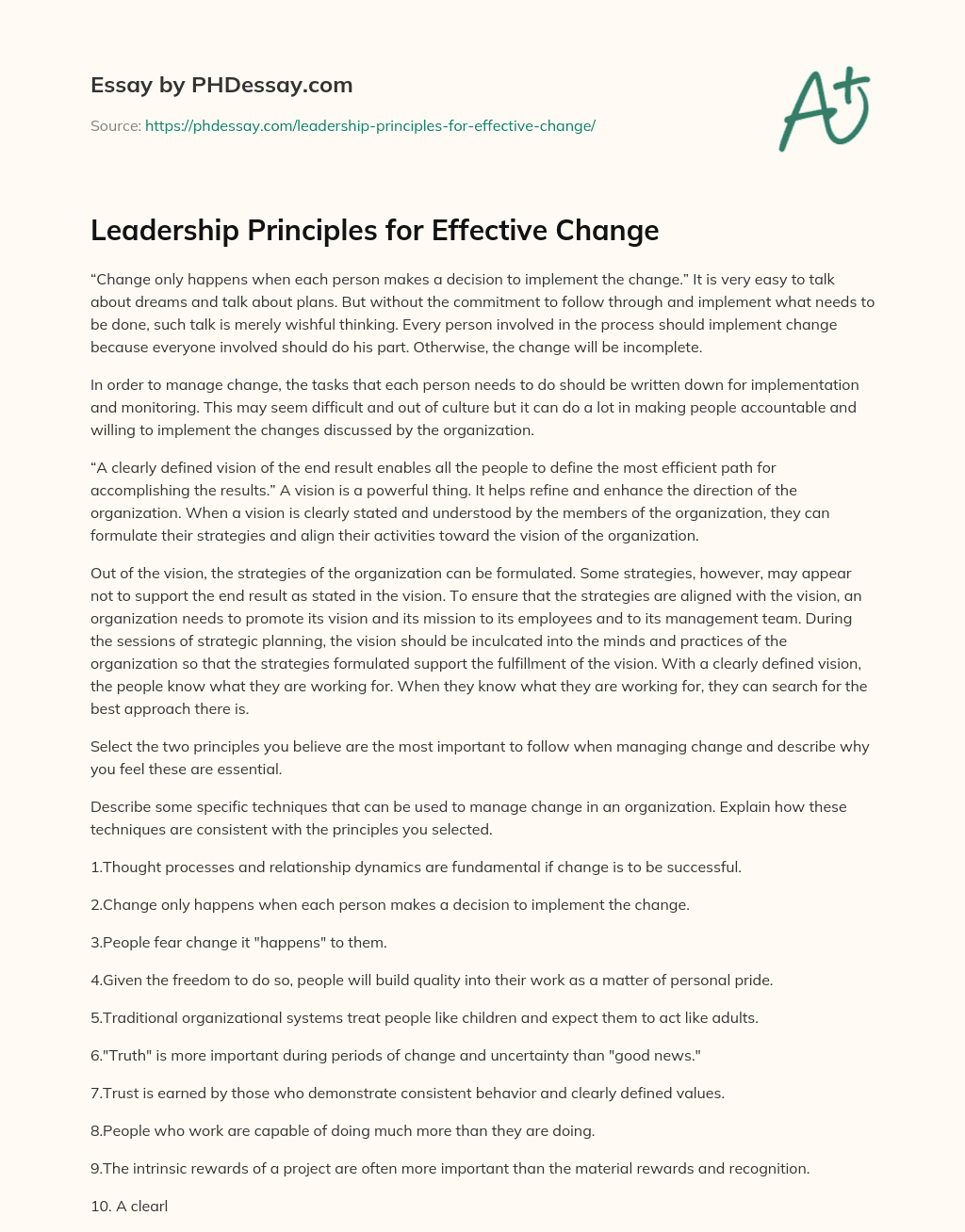 leadership principles essay
