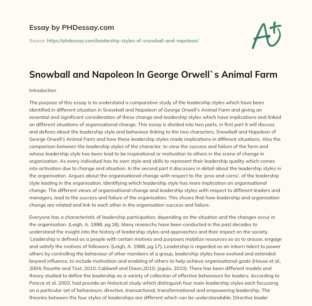 animal farm essay on napoleon