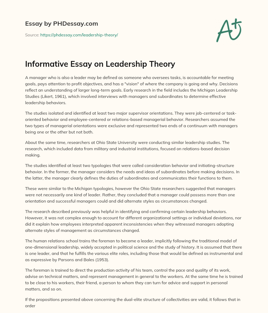 leadership theory essay topics