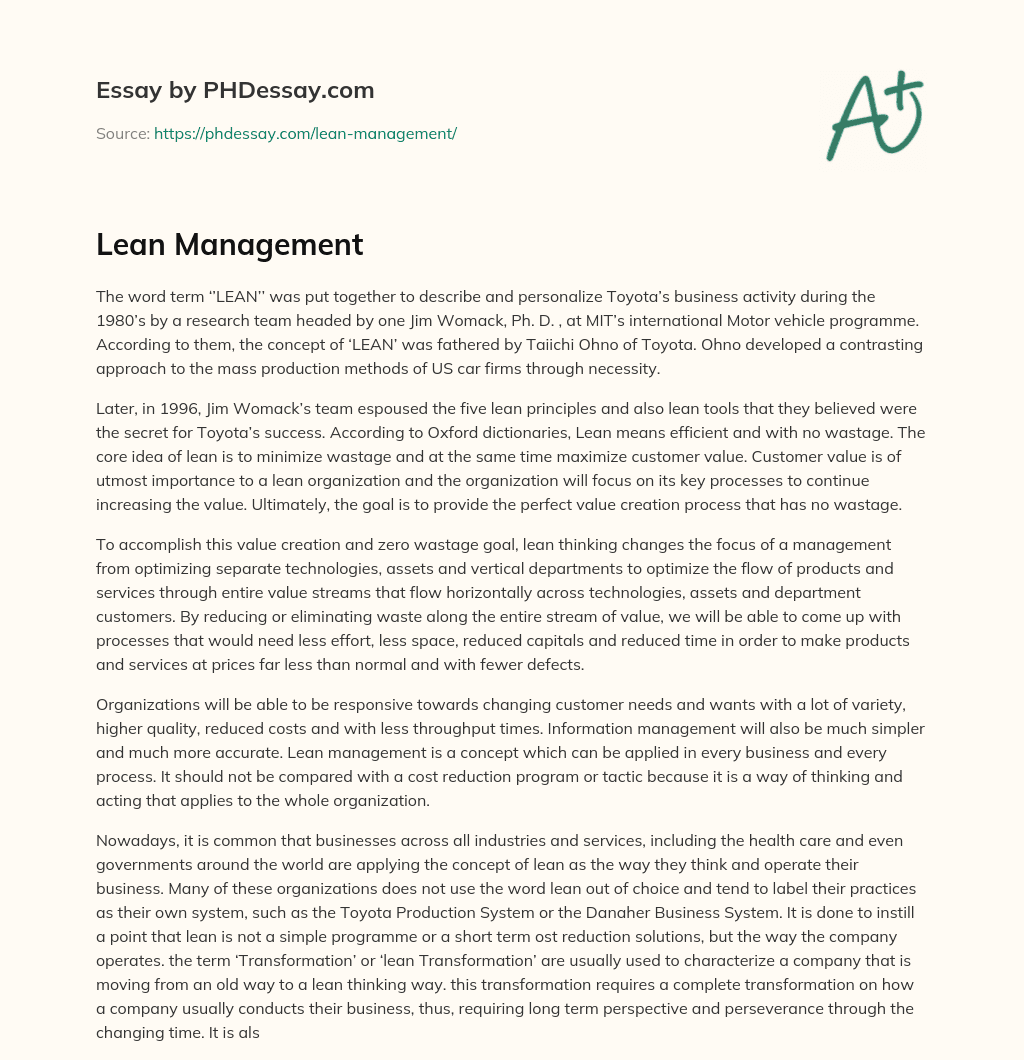 Lean Management essay