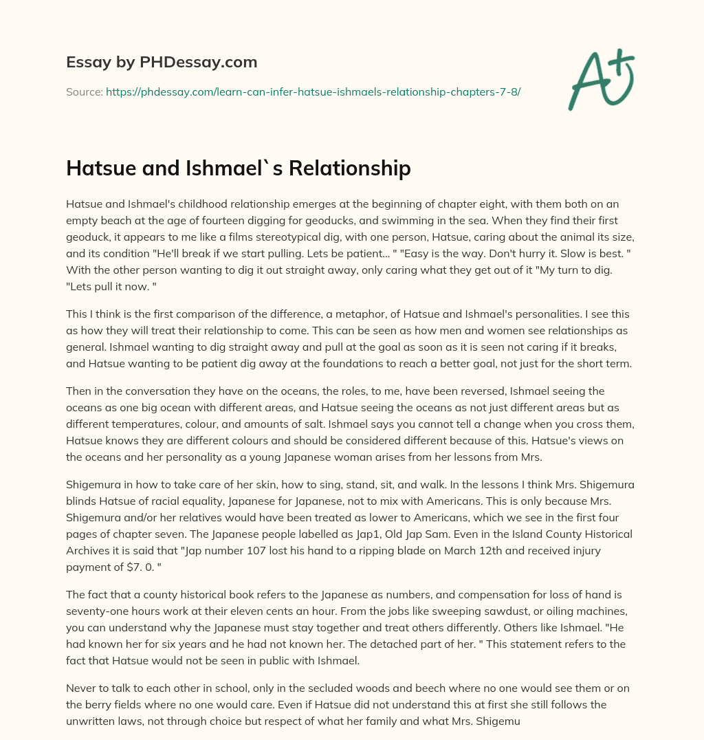 Hatsue and Ishmael`s Relationship essay