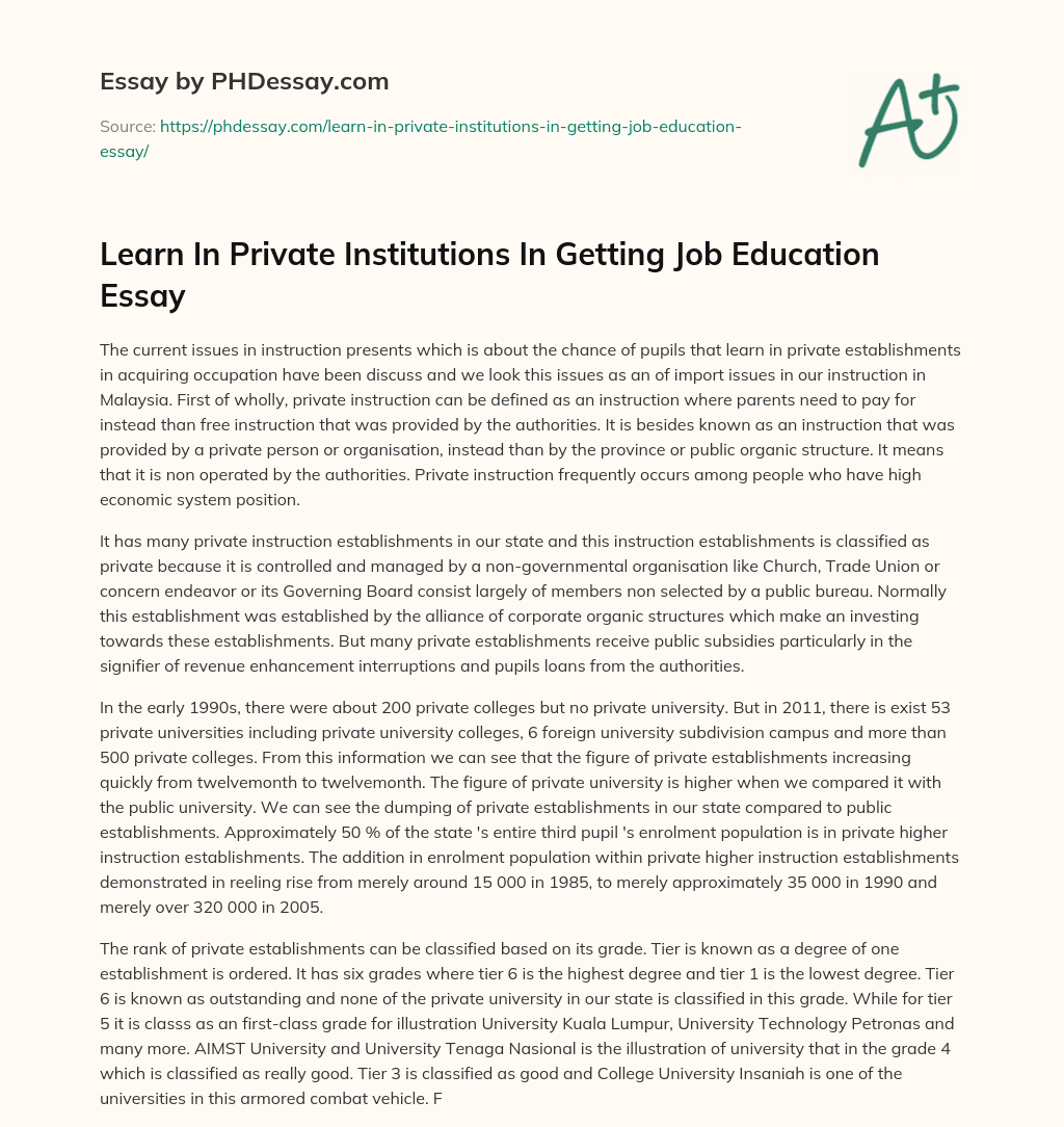 private jobs essay