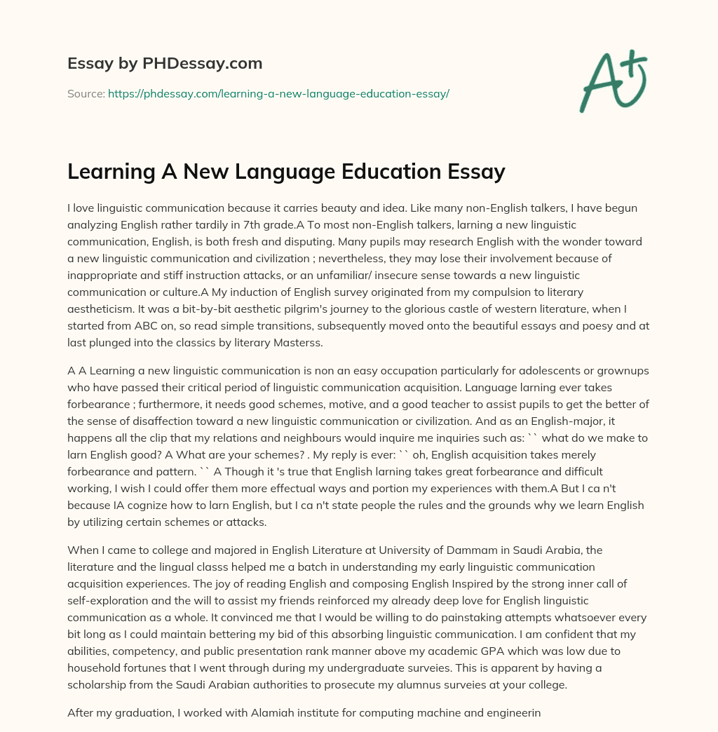 essay about learning new language