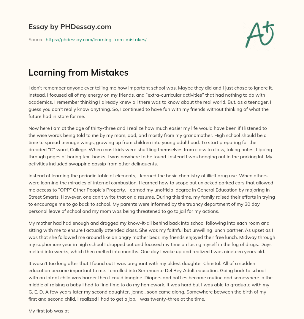 how to learn from mistakes essay