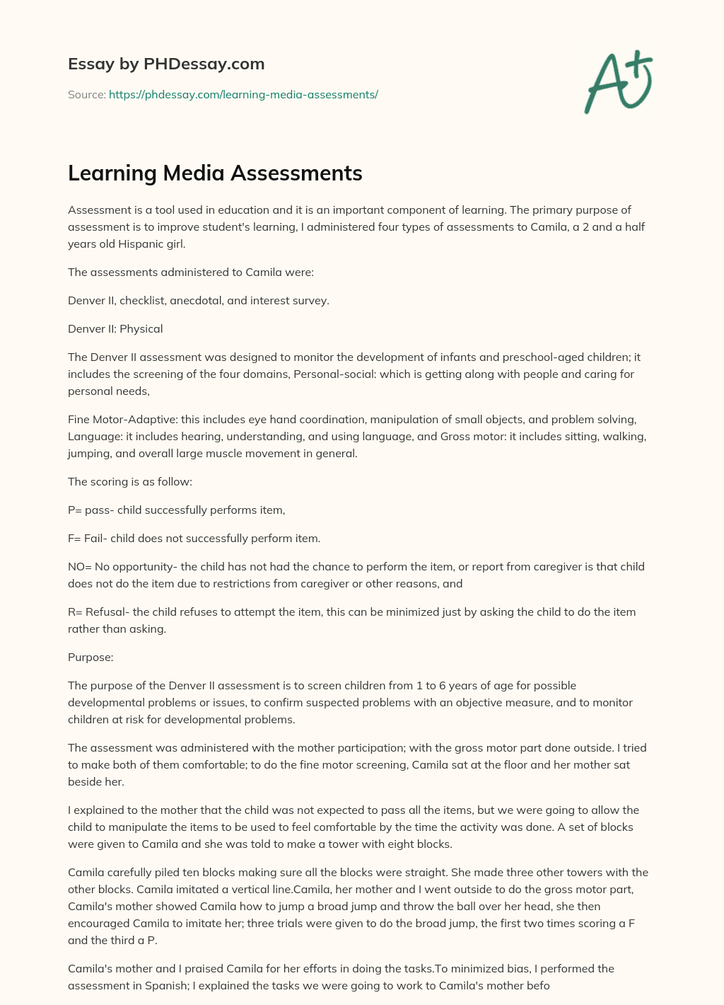 Learning Media Assessments essay
