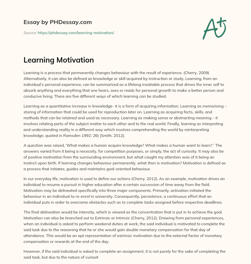 Learning Motivation essay