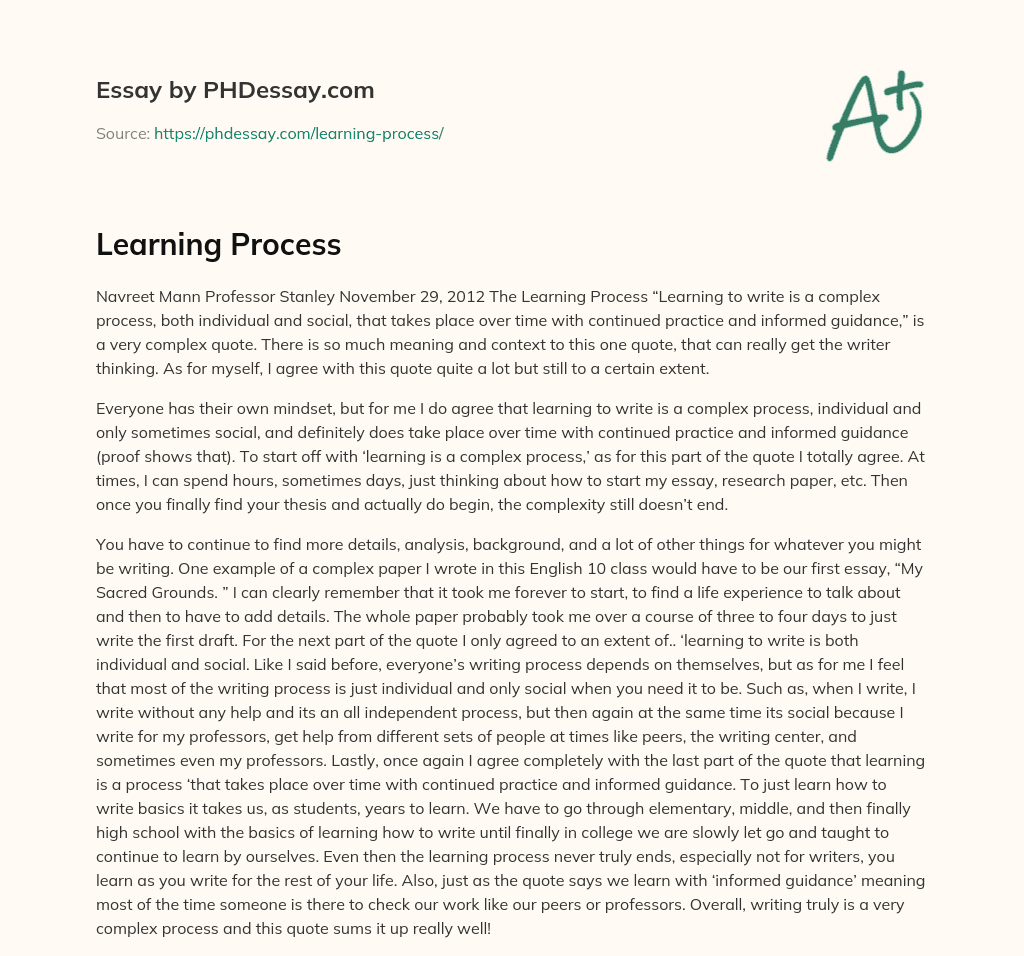 learning is a process essay