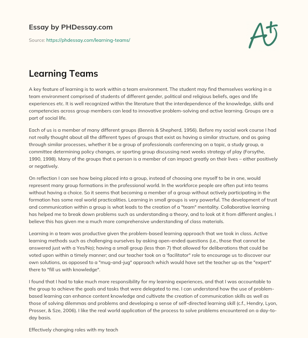 Learning Teams essay