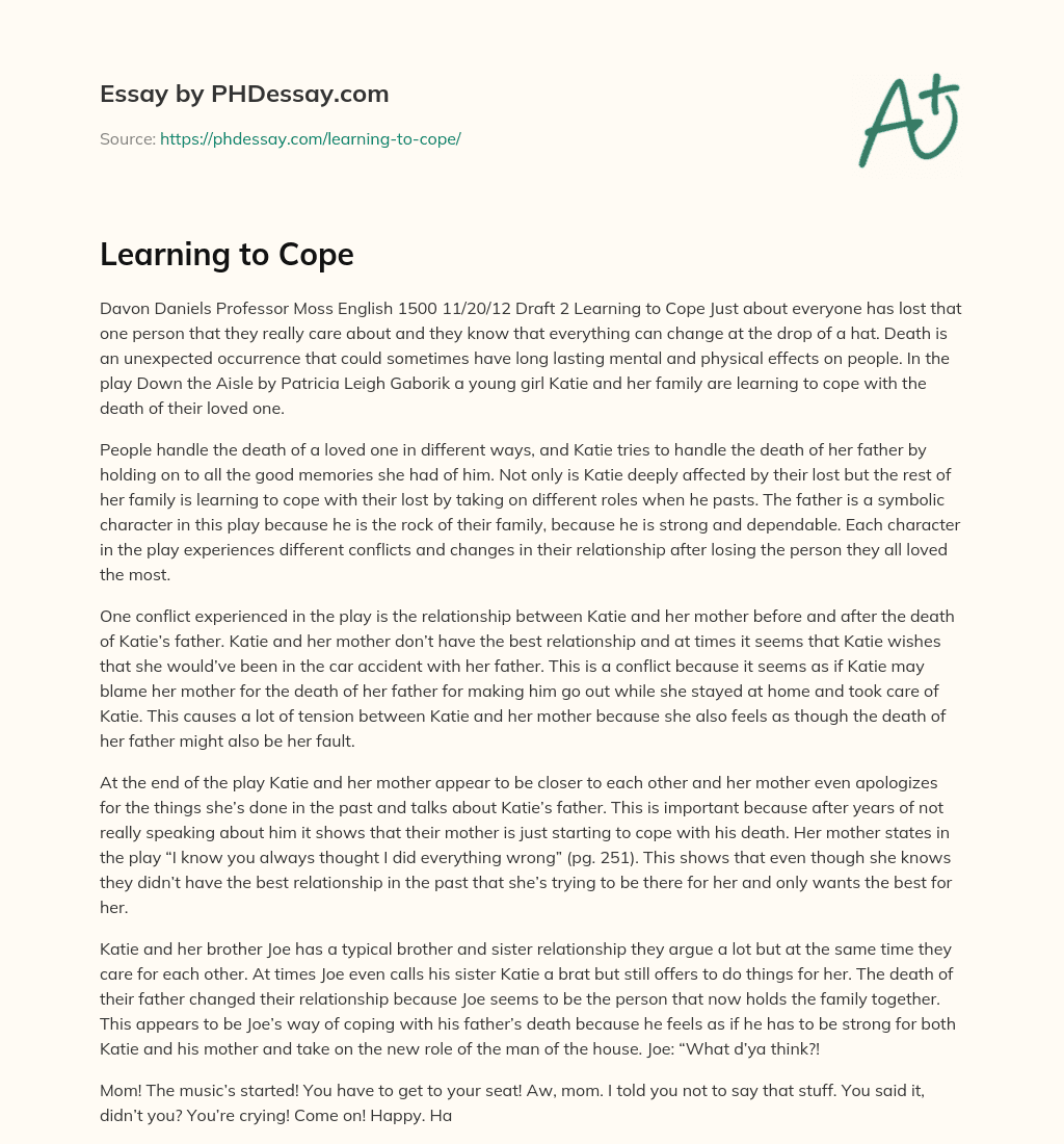 Learning to Cope essay