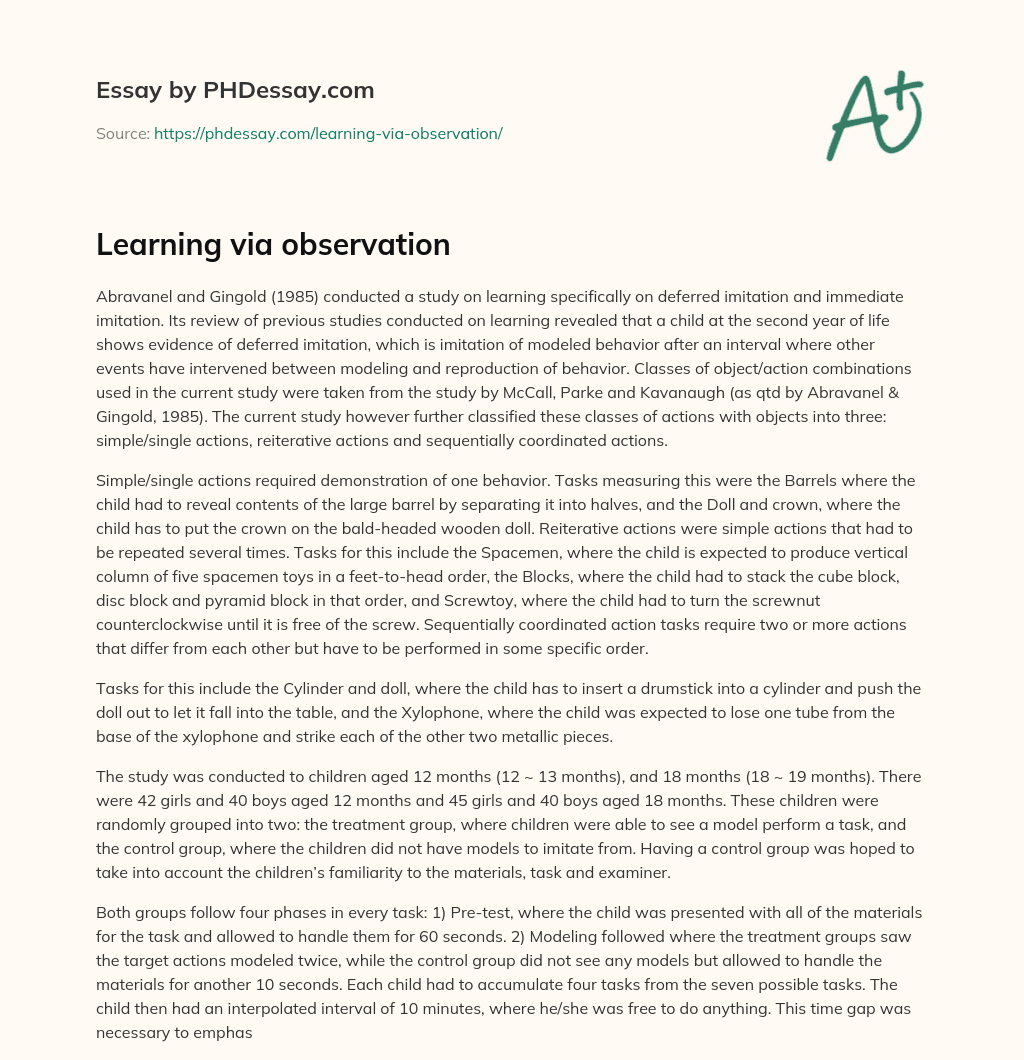Learning via observation essay