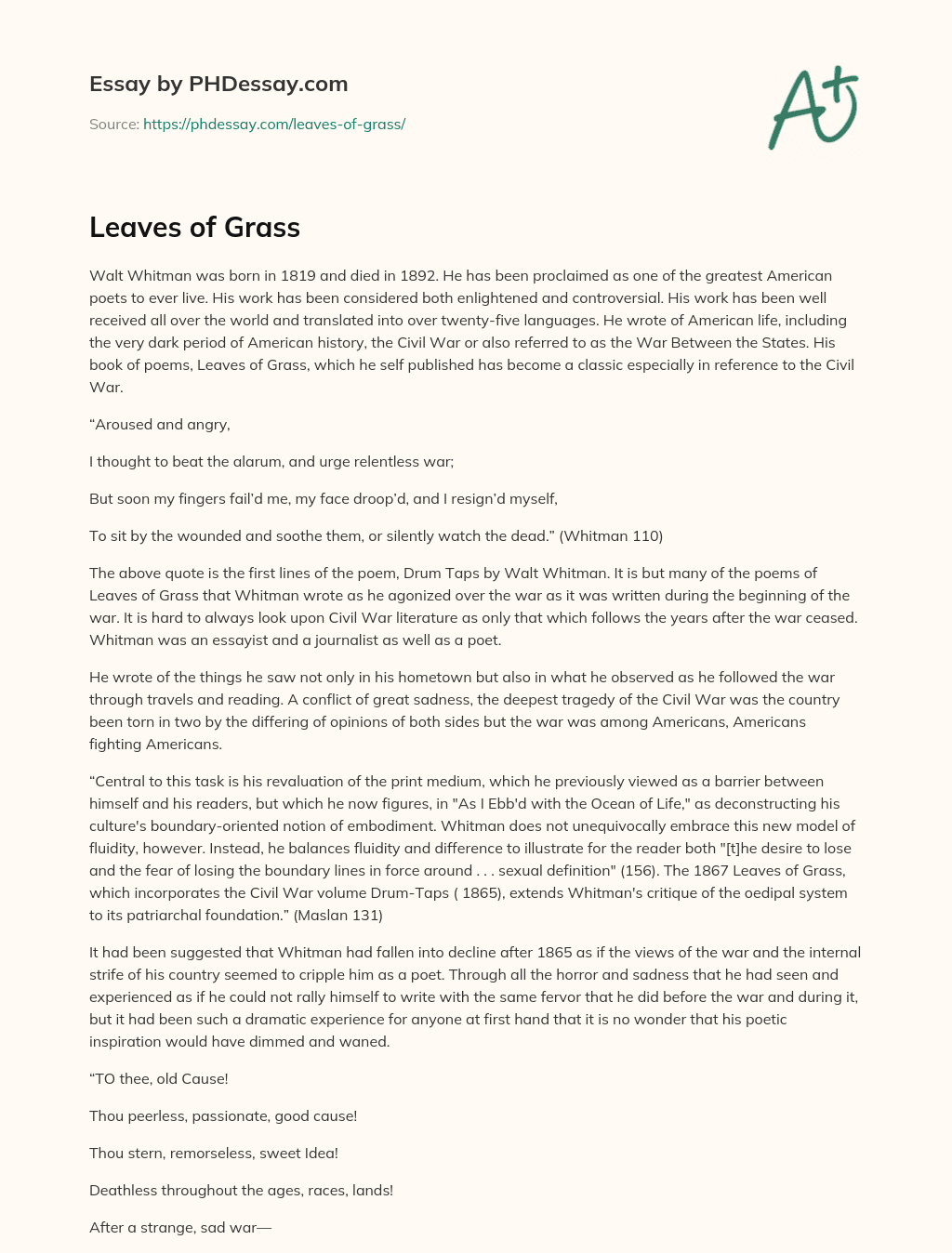 a long essay about grass