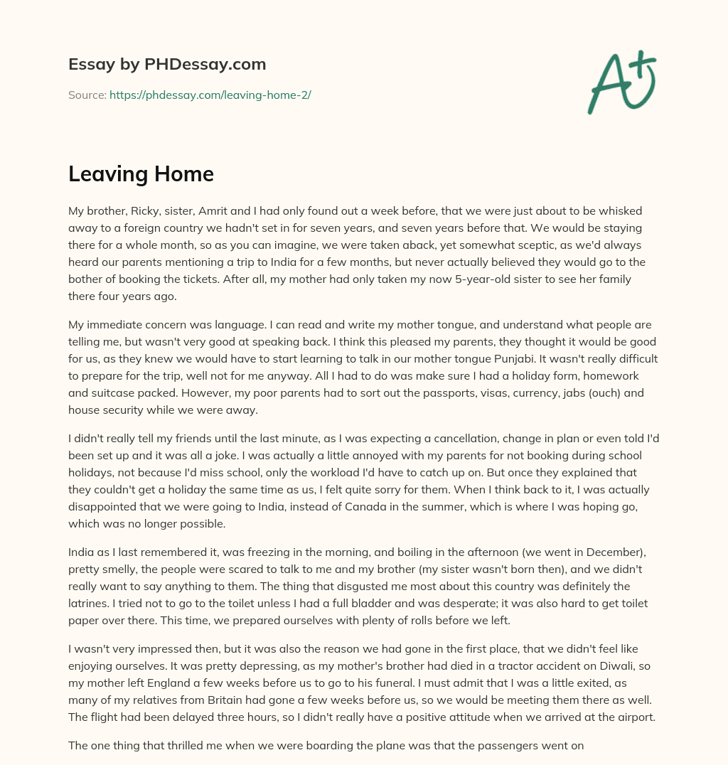 Leaving Home essay