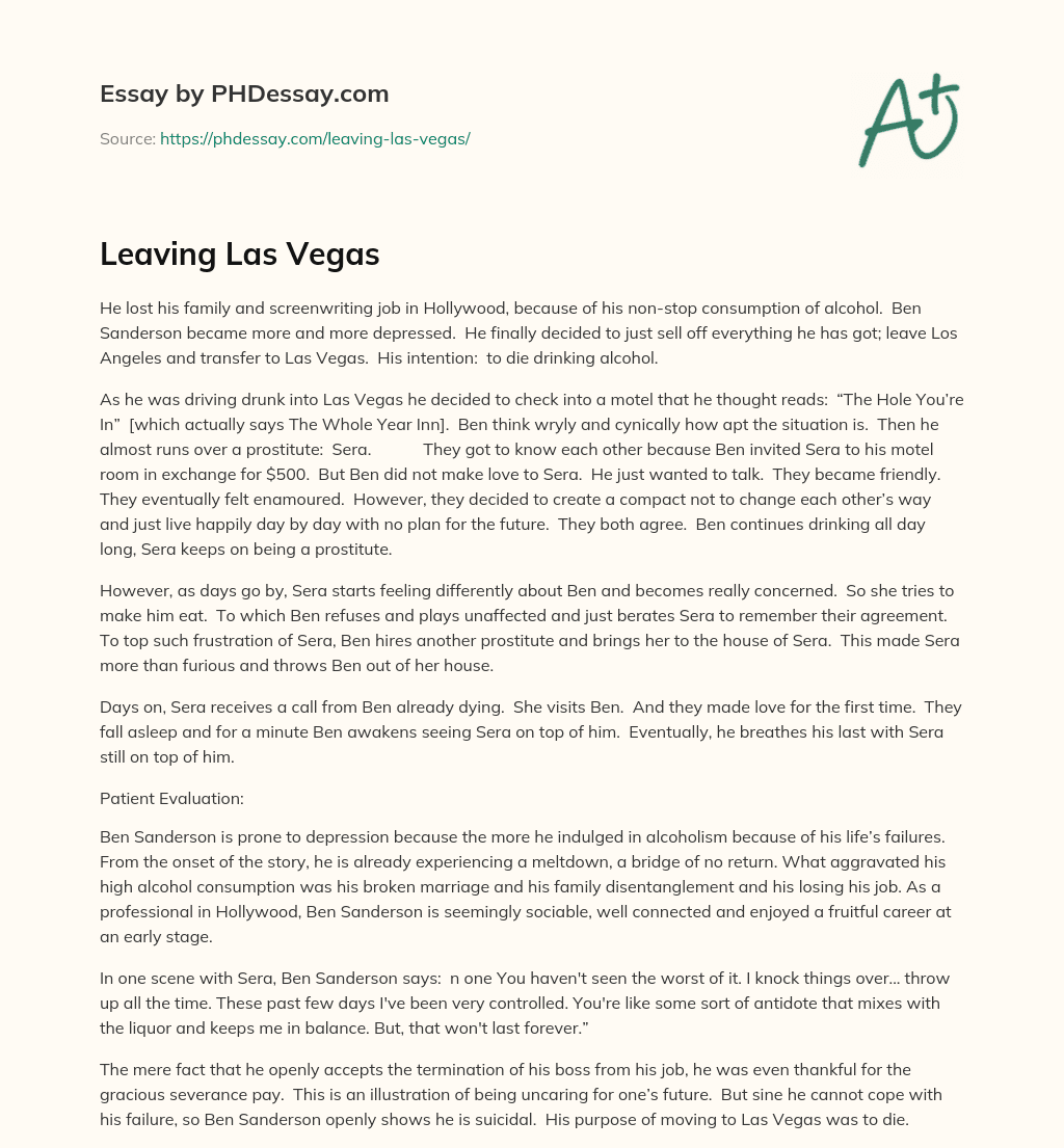 Leaving Las Vegas essay