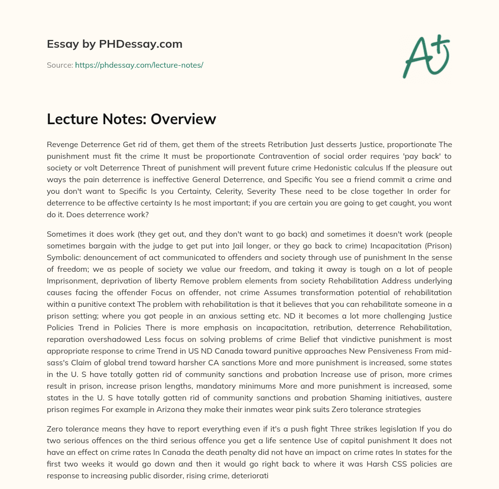 Lecture Notes: Overview essay