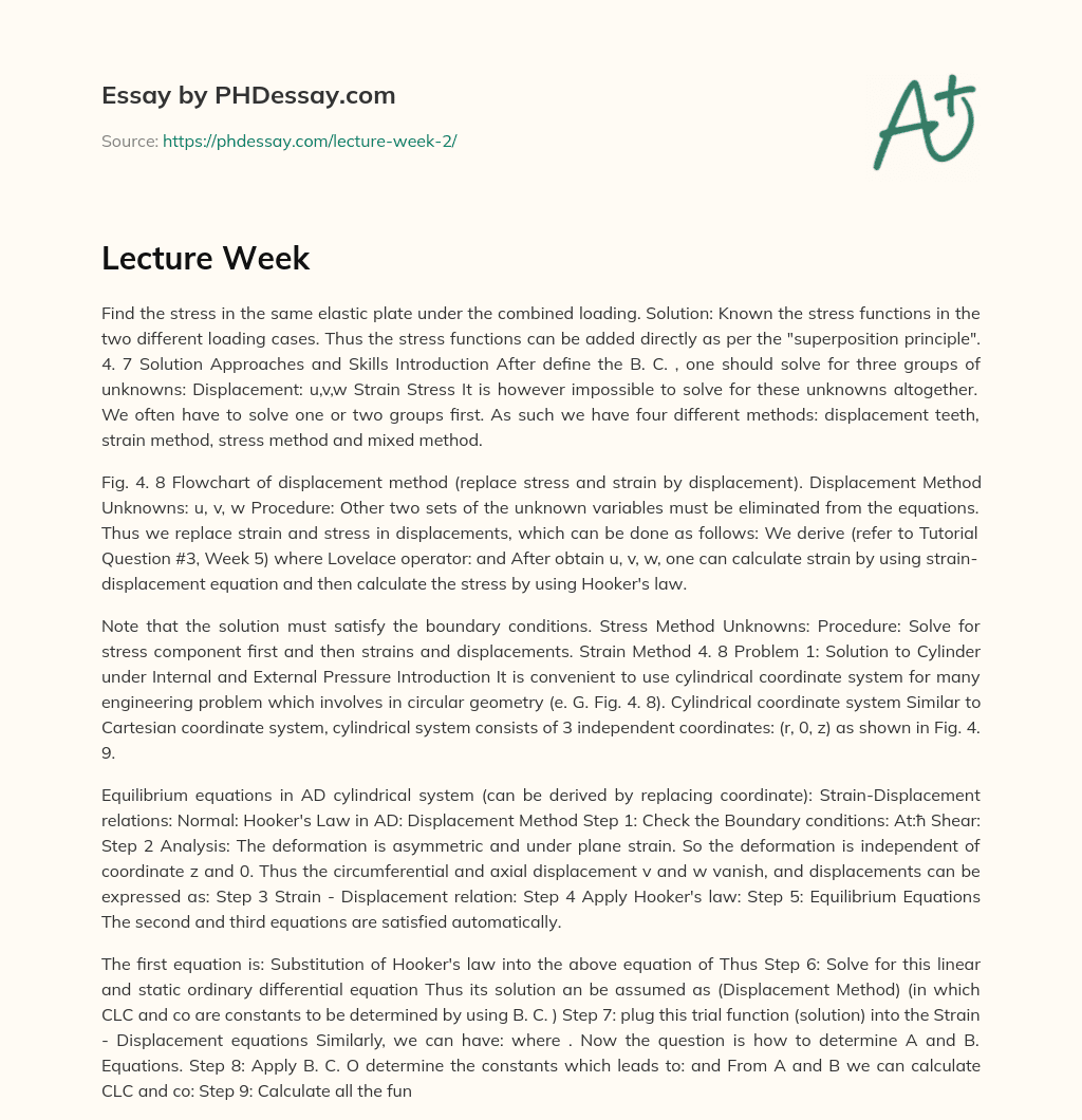 Lecture Week essay