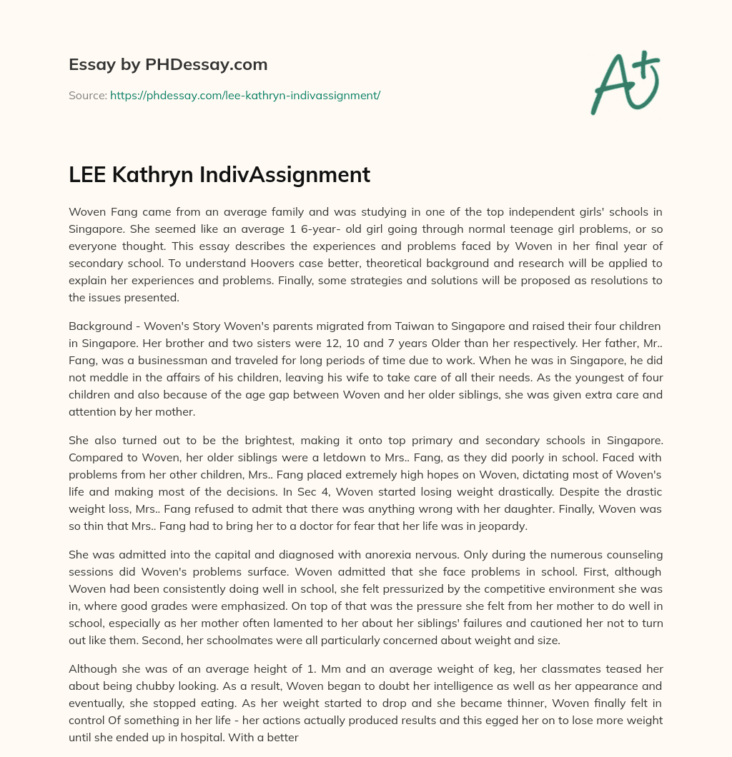 LEE Kathryn IndivAssignment essay