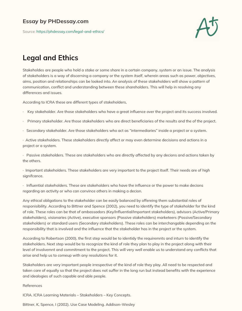 Legal and Ethics (400 Words)