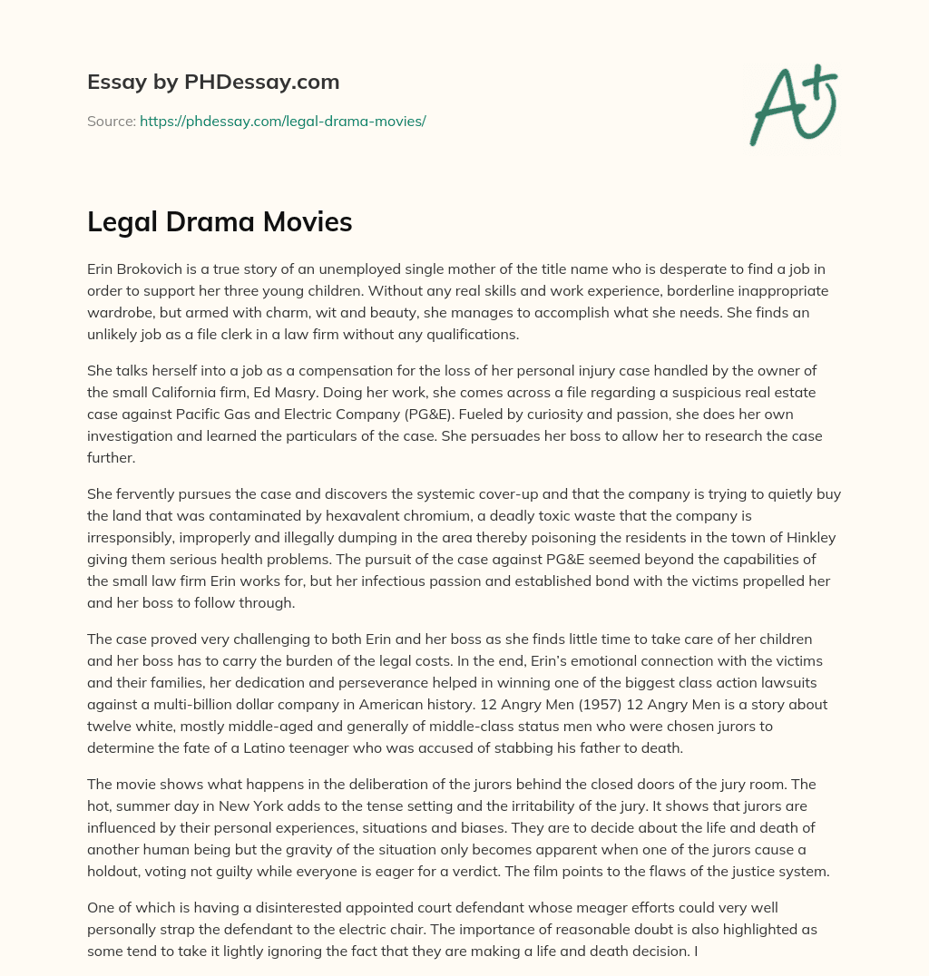 Legal Drama Movies essay