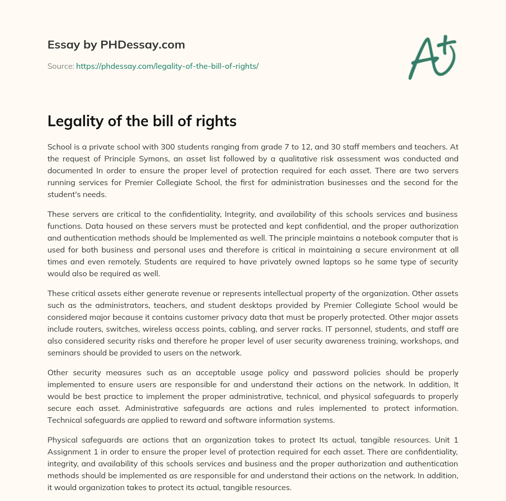 Legality of the bill of rights essay