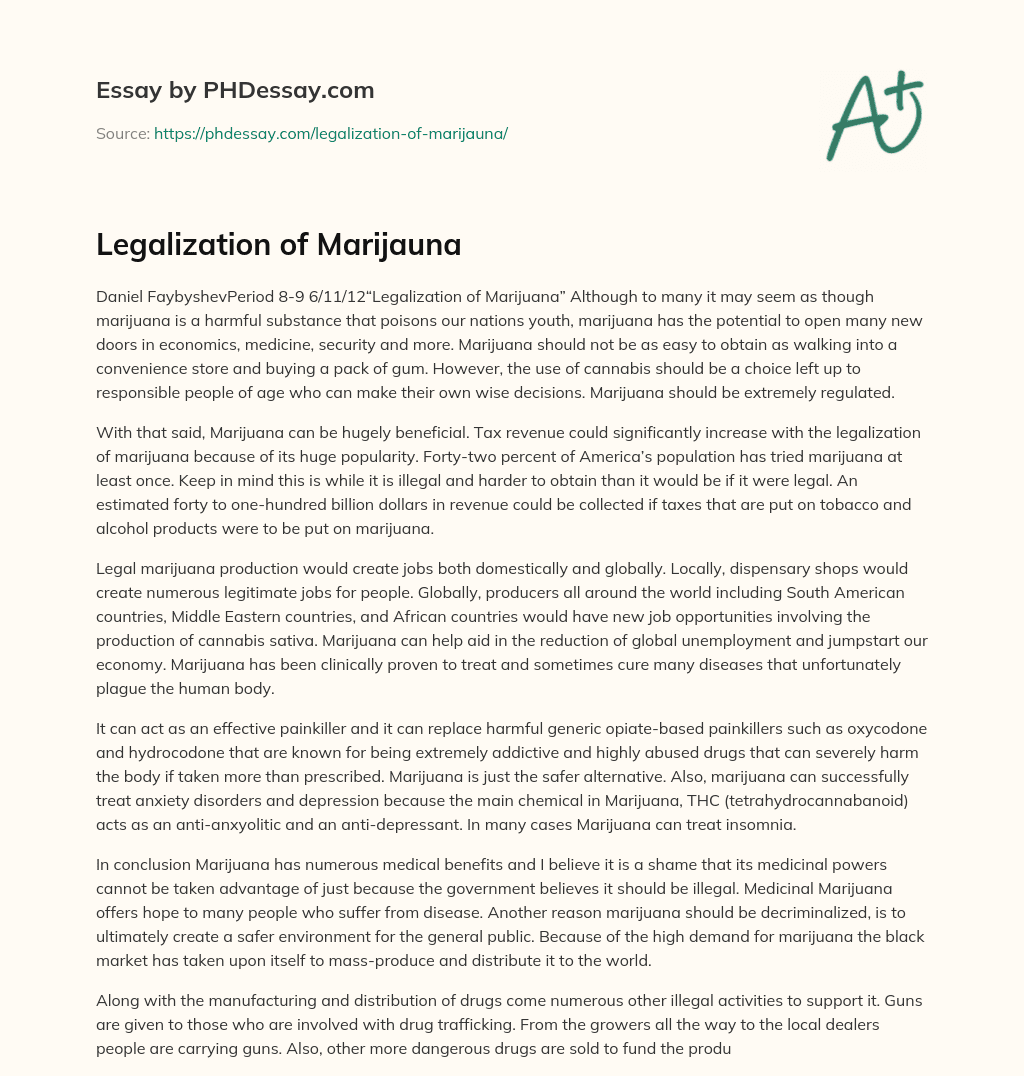 Legalization of Marijauna essay