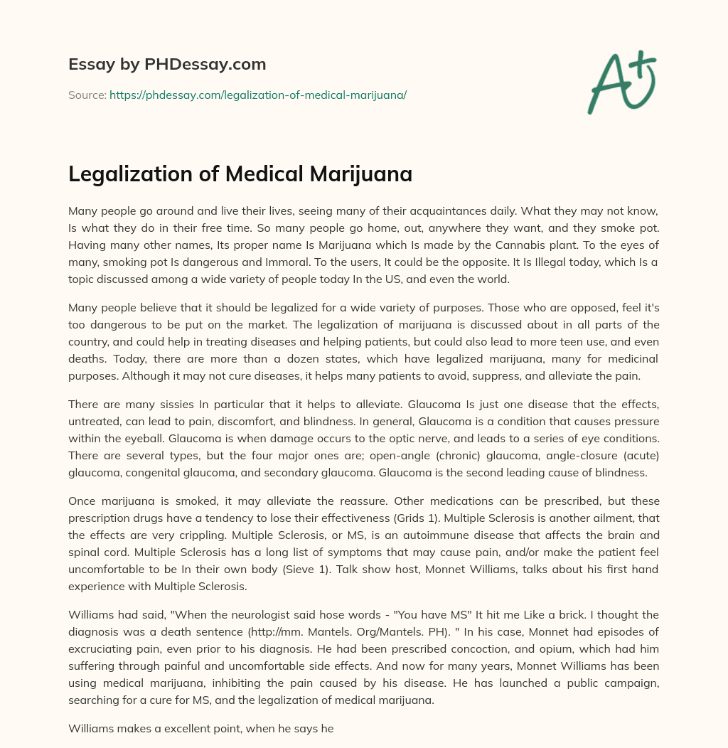 Legalization of Medical Marijuana essay