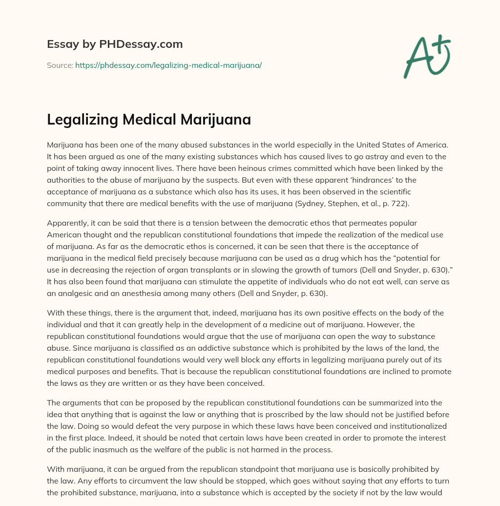 Legalizing Medical Marijuana essay