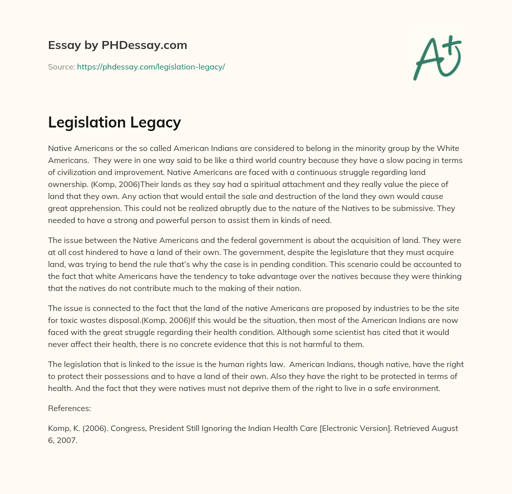 Legislation Legacy essay