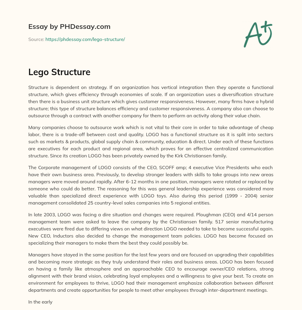 Lego Structure essay