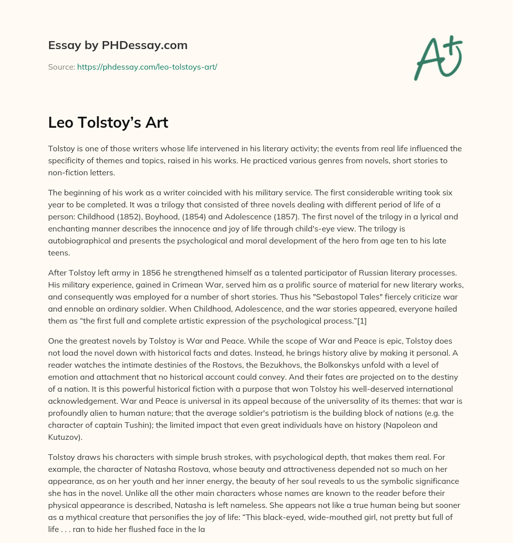 leo tolstoy what is art essay