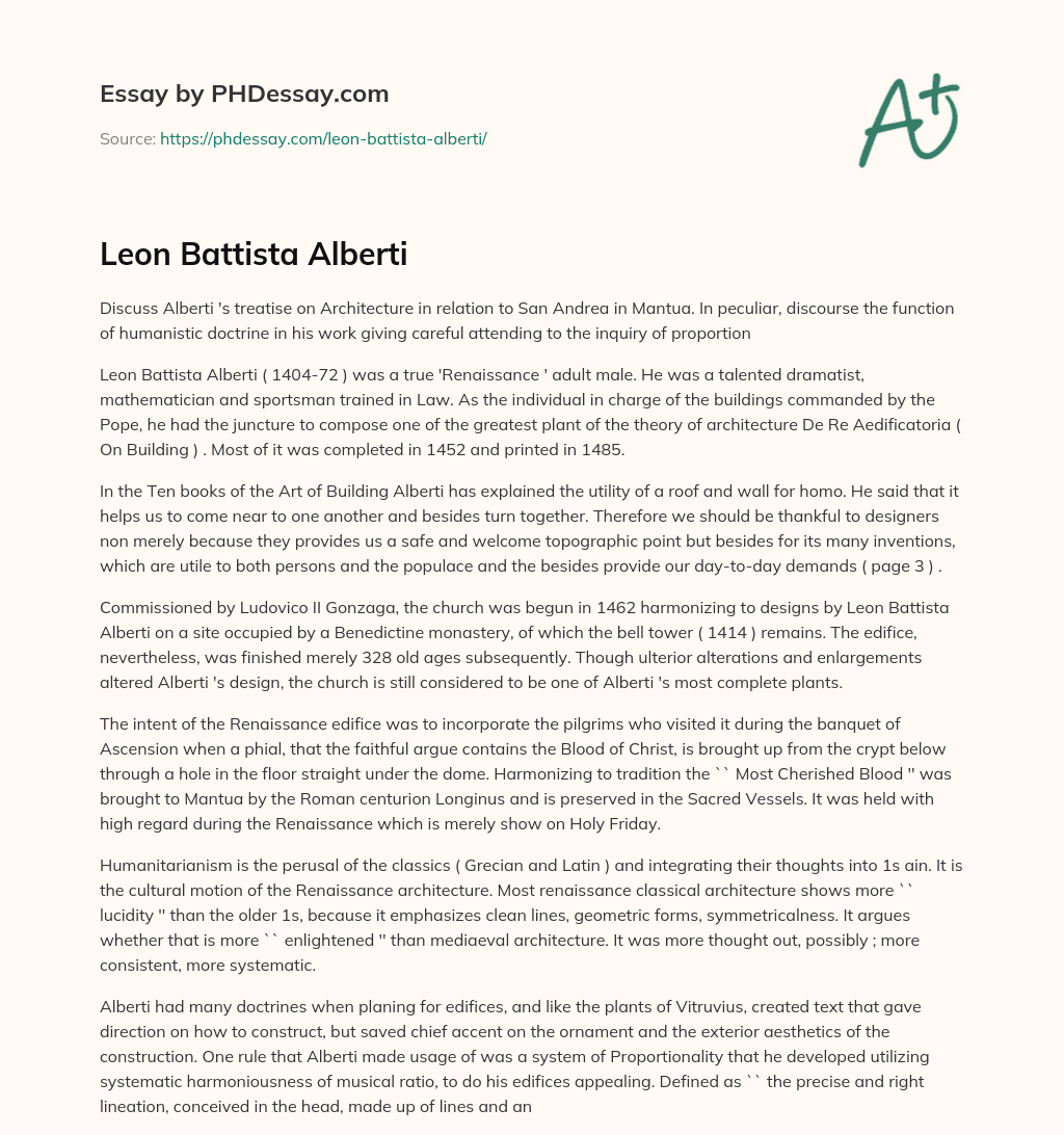 Leon Battista Alberti essay
