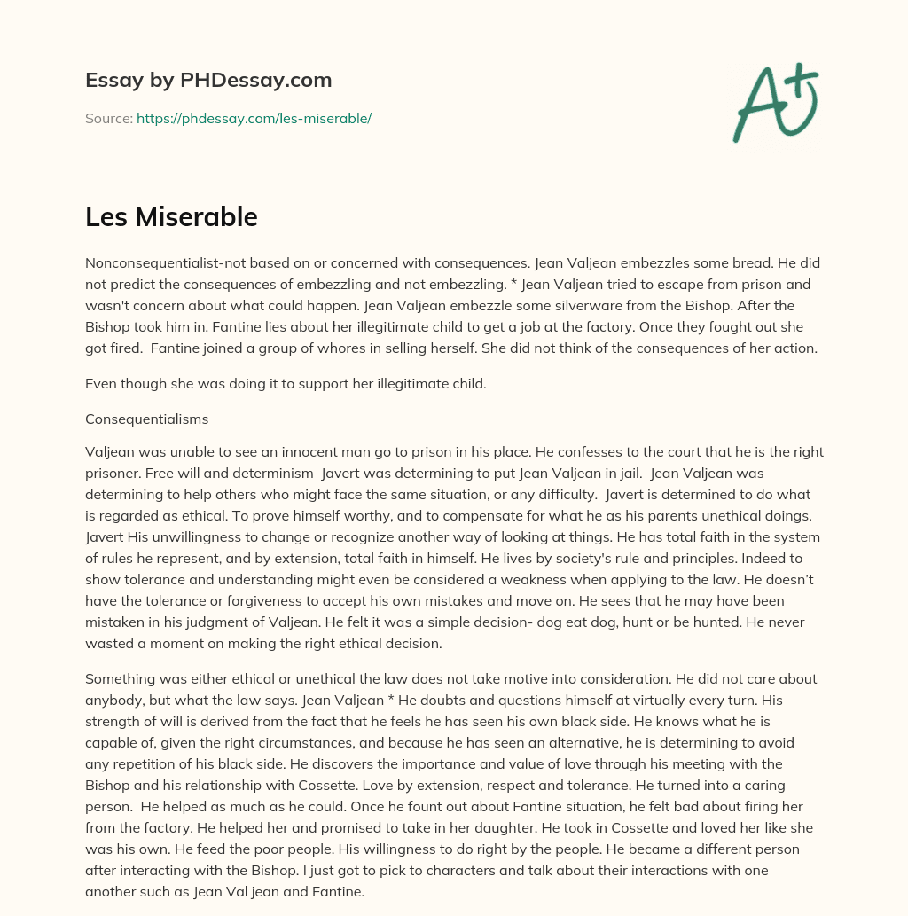 Les Miserable essay