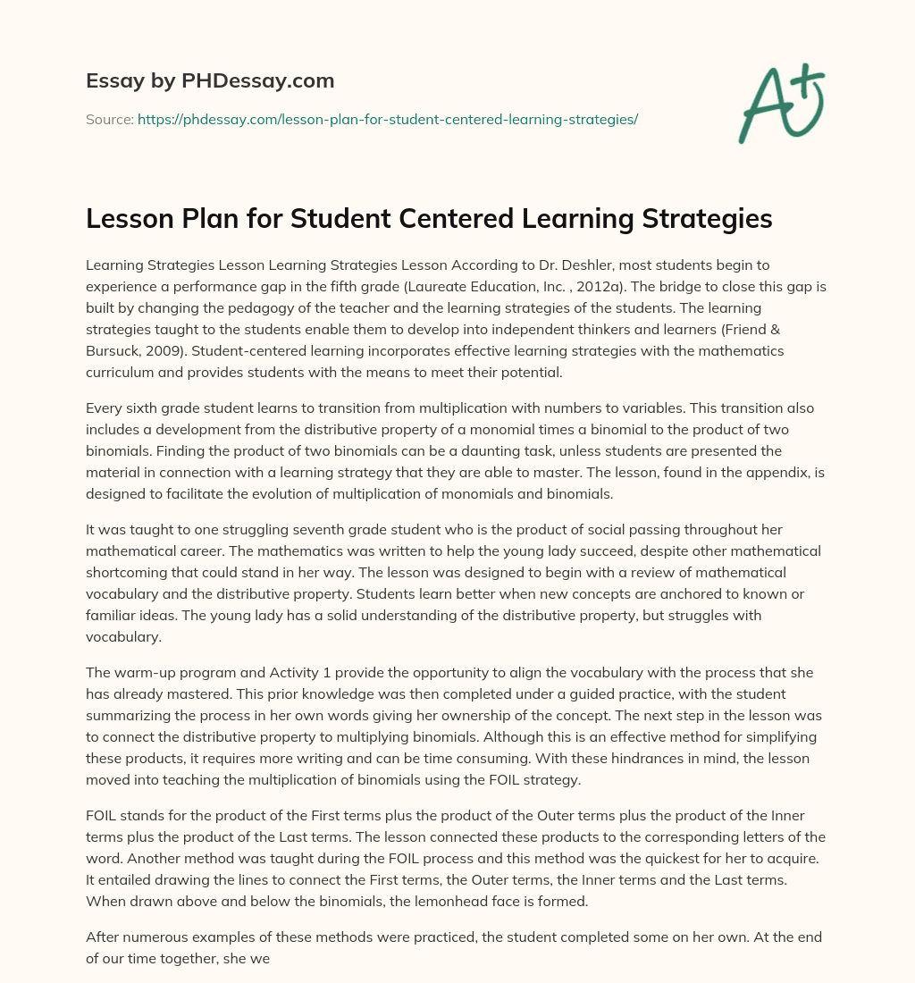 essay on student centered learning